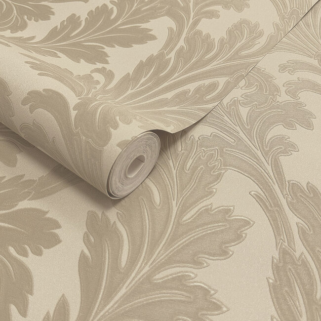 Dutch Wallcoverings Dutch Wallcoverings - FC Eleganza- Acanthus Taupe - Vinyl op papier - 10m x 53cm - 36432
