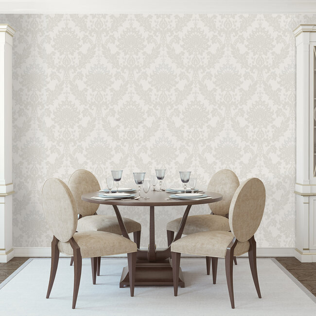 Dutch Wallcoverings Dutch Wallcoverings - FC Eleganza- Clara Dove - Vinyl op papier - 10m x 53cm - 36440