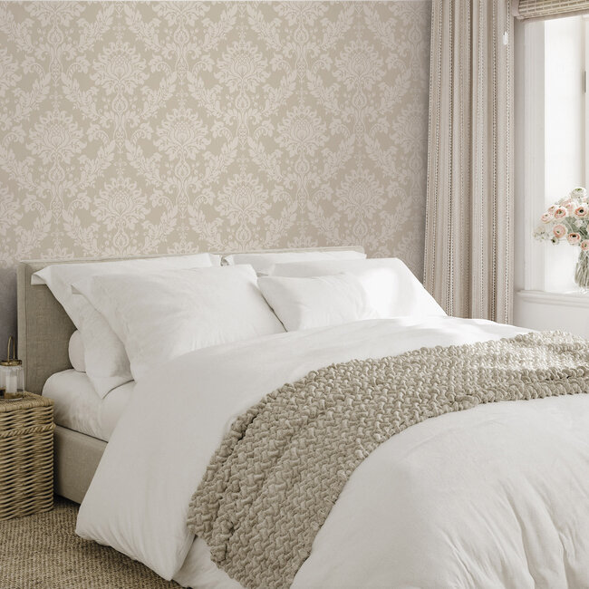 Dutch Wallcoverings Dutch Wallcoverings - FC Eleganza- Clara Beige - Vinyl op papier - 10m x 53cm - 36441