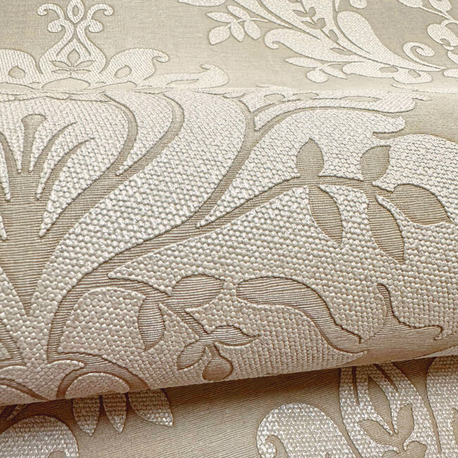 Dutch Wallcoverings Dutch Wallcoverings - FC Eleganza- Clara Beige - Vinyl op papier - 10m x 53cm - 36441