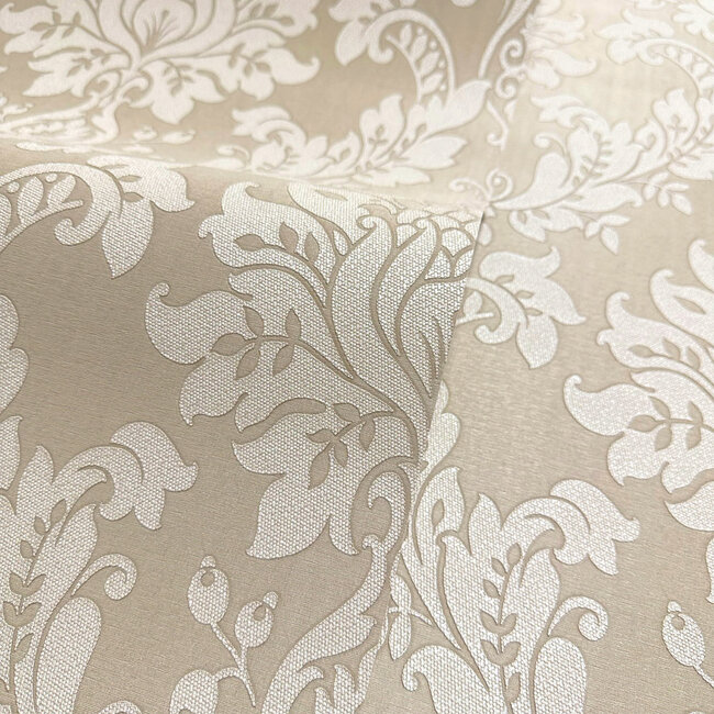 Dutch Wallcoverings Dutch Wallcoverings - FC Eleganza- Clara Beige - Vinyl op papier - 10m x 53cm - 36441