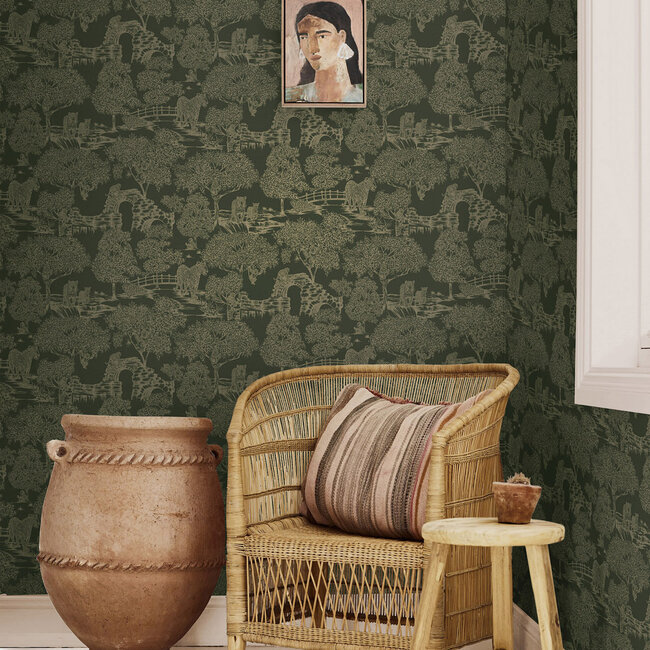 Dutch Wallcoverings Dutch Wallcoverings - FC Journey to the East - Samar Green - Vliesbehang - 10m x 53cm - 91811