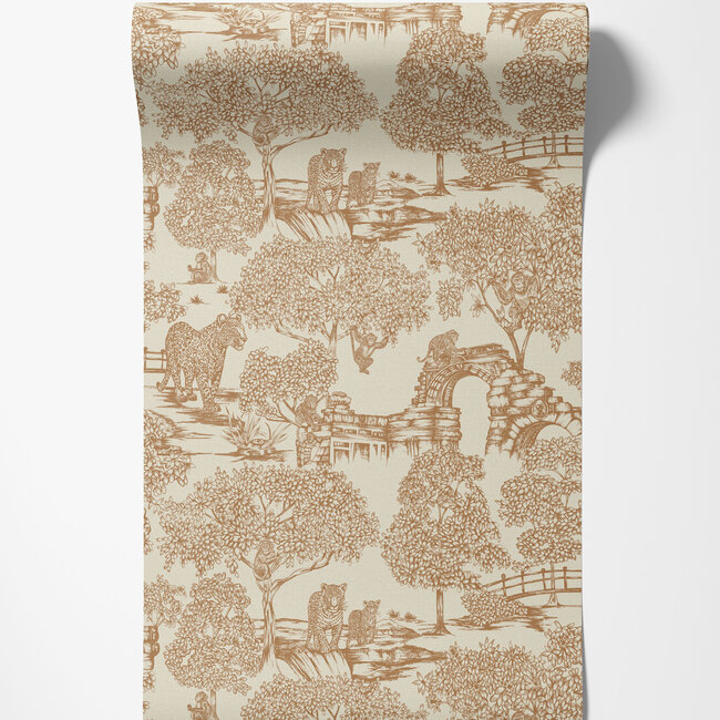 Dutch Wallcoverings Dutch Wallcoverings - FC Journey to the East - Samar Orange  - Vliesbehang - 10m x 53cm - 91814