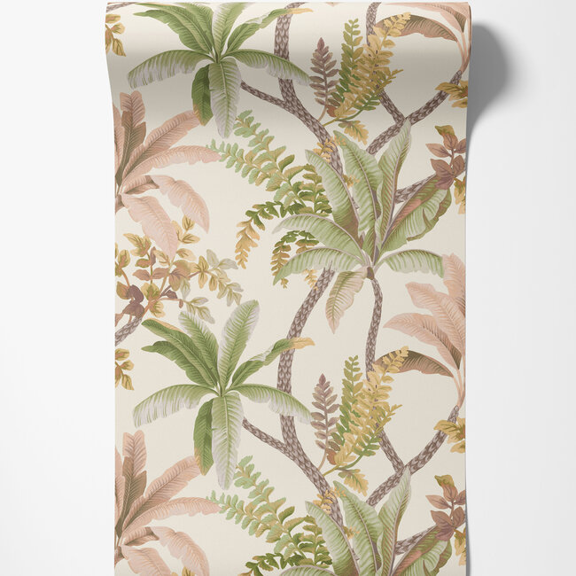 Dutch Wallcoverings Dutch Wallcoverings - FC Journey to the East - Saranda Sage/Coral - Vliesbehang - 10m x 53cm - 91820