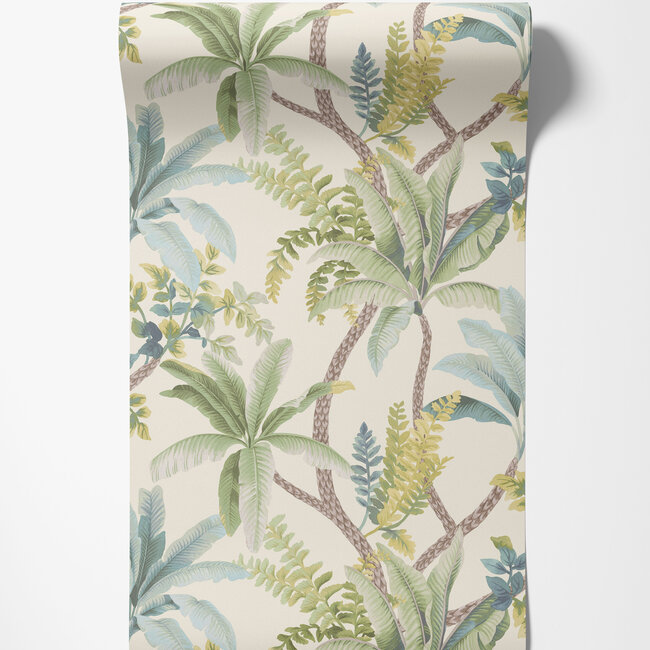 Dutch Wallcoverings Dutch Wallcoverings - FC Journey to the East - Saranda Green/Cream  - Vliesbehang - 10m x 53cm - 91824