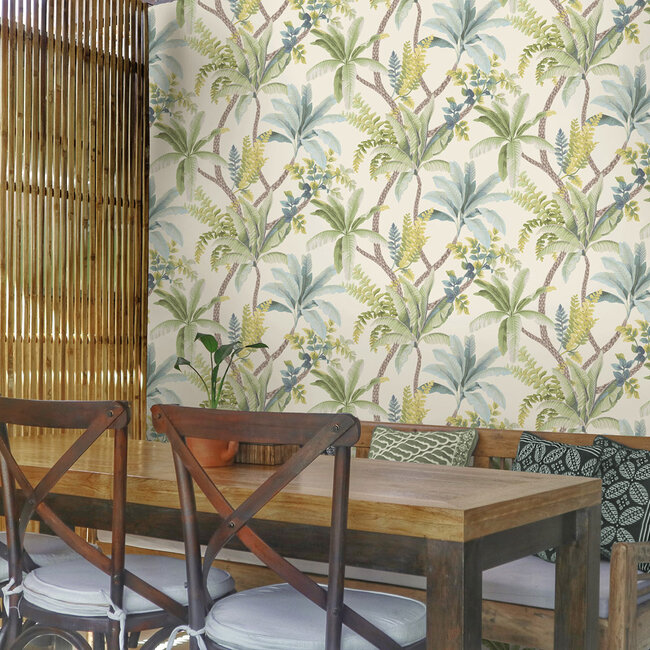 Dutch Wallcoverings Dutch Wallcoverings - FC Journey to the East - Saranda Green/Cream  - Vliesbehang - 10m x 53cm - 91824