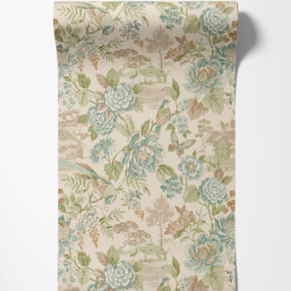 Dutch Wallcoverings Dutch Wallcoverings - FC Journey to the East - Hana Teal/Orange - 91831