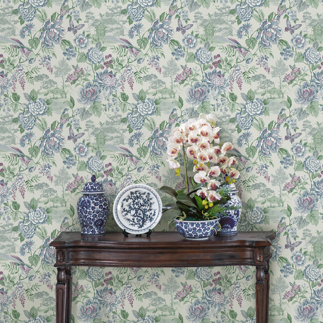 Dutch Wallcoverings Dutch Wallcoverings - FC Journey to the East - Hana Blue - Vliesbehang - 10m x 53cm - 91832