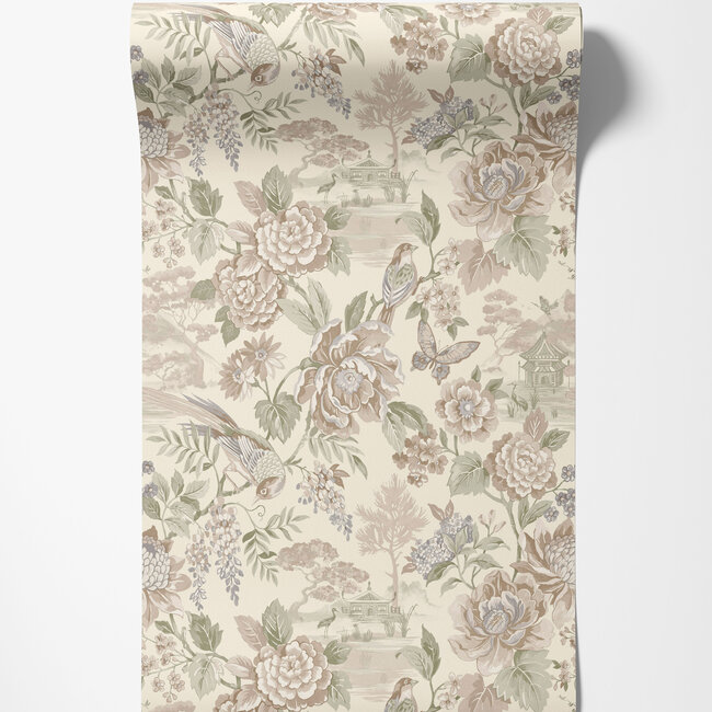 Dutch Wallcoverings Dutch Wallcoverings - FC Journey to the East - Hana cream - Vliesbehang - 10m x 53cm - 91833