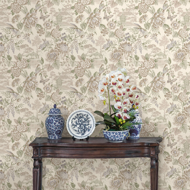 Dutch Wallcoverings Dutch Wallcoverings - FC Journey to the East - Hana cream - Vliesbehang - 10m x 53cm - 91833