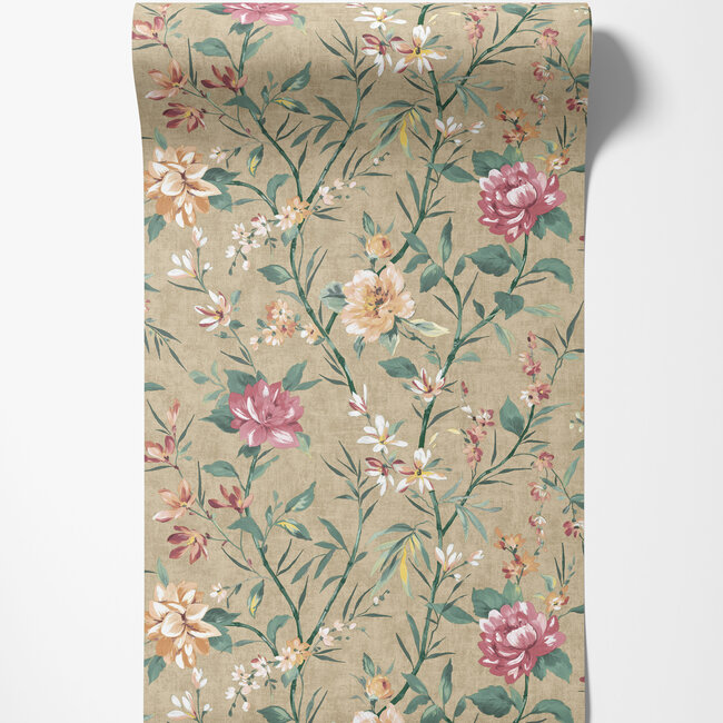 Dutch Wallcoverings Dutch Wallcoverings - FC Journey to the East - Sazanka Taupe - Vliesbehang - 10m x 53cm - 91851