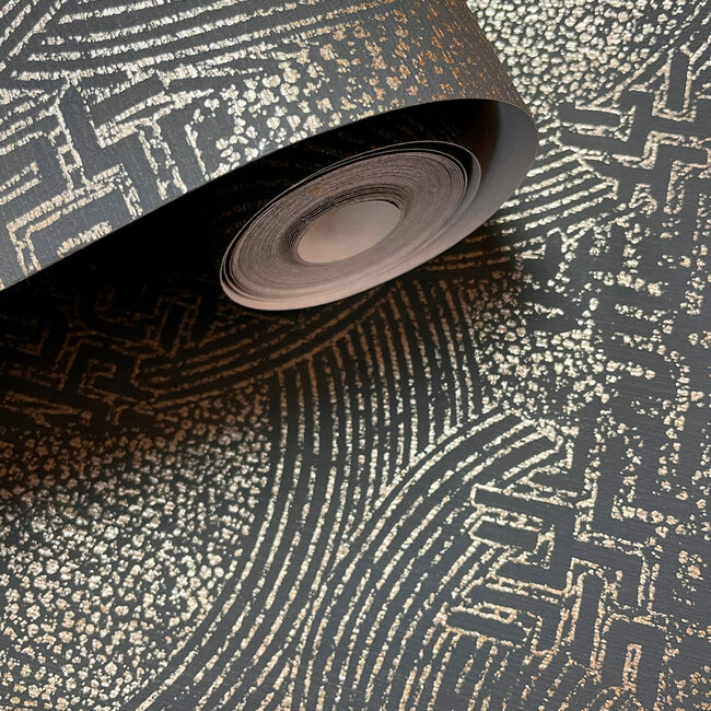 Dutch Wallcoverings Dutch Wallcoverings - FC Sahara- Richat Noir - Vliesbehang - 10m x 53cm - 66029