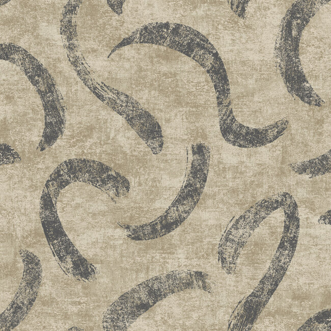 Dutch Wallcoverings Dutch Wallcoverings - FC Sahara- Sirocco Linen & Noir - Vliesbehang - 10m x 53cm - 66032