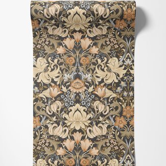 Dutch Wallcoverings Dutch Wallcoverings - FC Tales of the Manor - Fleurmont Charcoal/Orange - 91900