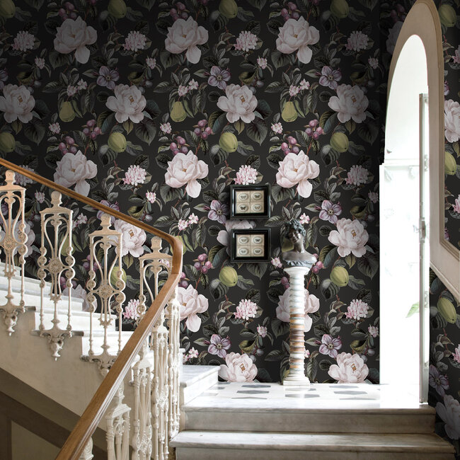 Dutch Wallcoverings Dutch Wallcoverings - FC Tales of the Manor - Pendula Charcoal - Vliesbehang - 10m x 53cm - 91911