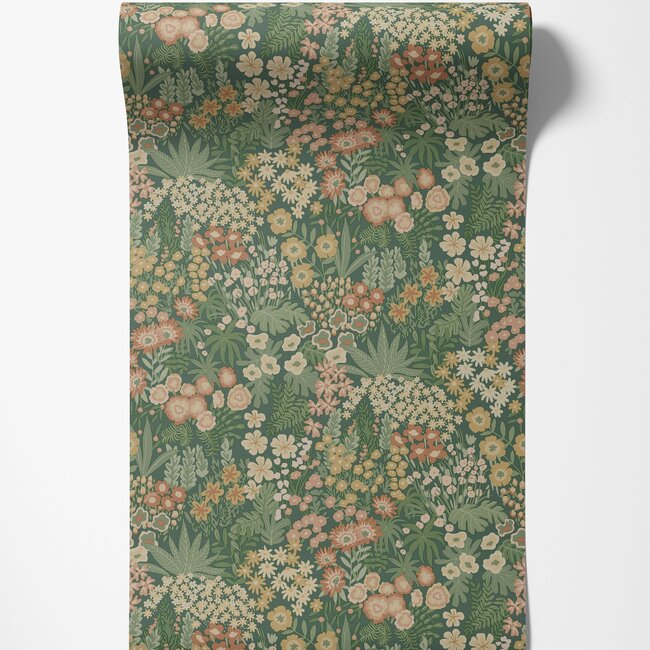 Dutch Wallcoverings Dutch Wallcoverings - FC Tales of the Manor - Lysandra Green - Vliesbehang - 10m x 53cm - 91920