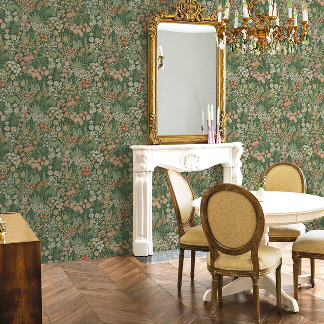 Dutch Wallcoverings Dutch Wallcoverings - FC Tales of the Manor - Lysandra Green - Vliesbehang - 10m x 53cm - 91920