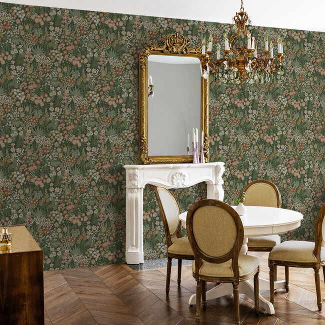 Dutch Wallcoverings Dutch Wallcoverings - FC Tales of the Manor - Lysandra Green - Vliesbehang - 10m x 53cm - 91920