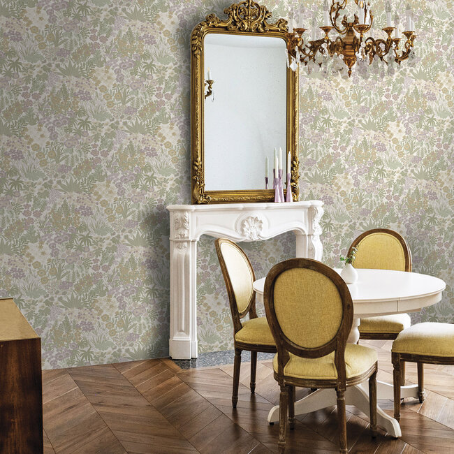 Dutch Wallcoverings Dutch Wallcoverings - FC Tales of the Manor - Lysandra Cream/Heather - Vliesbehang - 10m x 53cm - 91923
