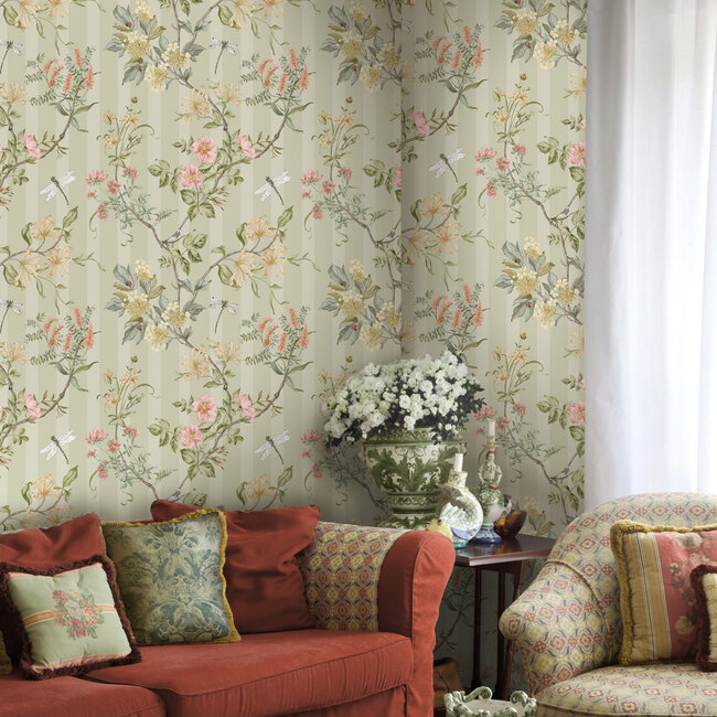 Dutch Wallcoverings Dutch Wallcoverings - FC Tales of the Manor - Camberley Sage - Vliesbehang - 10m x 53cm - 91930
