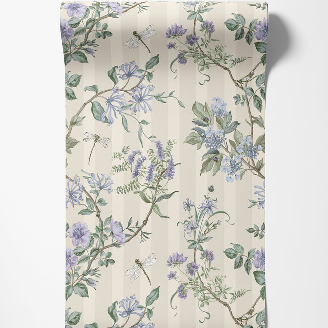 Dutch Wallcoverings Dutch Wallcoverings - FC Tales of the Manor - Camberley Neutral/Blue - Vliesbehang - 10m x 53cm - 91931