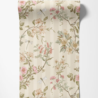 Dutch Wallcoverings Dutch Wallcoverings - FC Tales of the Manor - Camberley Cream/Coral - 91932