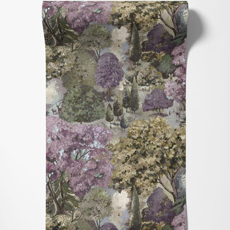 Dutch Wallcoverings Dutch Wallcoverings - FC Tales of the Manor - Pinecrest Mulberry/Green - 91950