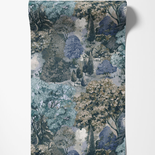 Dutch Wallcoverings Dutch Wallcoverings - FC Tales of the Manor - Pinecrest Teal/Green  - Vliesbehang - 10m x 53cm - 91952
