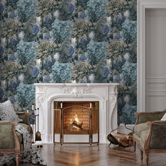 Dutch Wallcoverings Dutch Wallcoverings - FC Tales of the Manor - Pinecrest Teal/Green  - Vliesbehang - 10m x 53cm - 91952