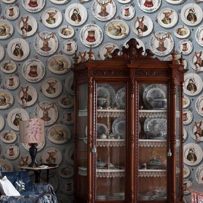 Dutch Wallcoverings Dutch Wallcoverings - FC Tales of the Manor - FC Tales of the Manor Blue  - Vliesbehang - 10m x 53cm - 91961