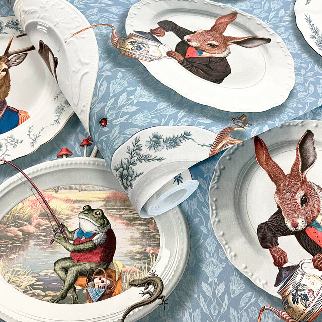 Dutch Wallcoverings Dutch Wallcoverings - FC Tales of the Manor - FC Tales of the Manor Blue  - Vliesbehang - 10m x 53cm - 91961