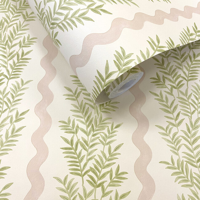 Dutch Wallcoverings Dutch Wallcoverings - FC Tales of the Manor - Pipkin Stripe Cream/Blush - Vliesbehang - 10m x 53cm - 91980