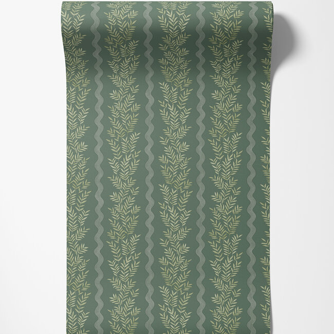 Dutch Wallcoverings Dutch Wallcoverings - FC Tales of the Manor - Pipkin Stripe Green - Vliesbehang - 10m x 53cm - 91983