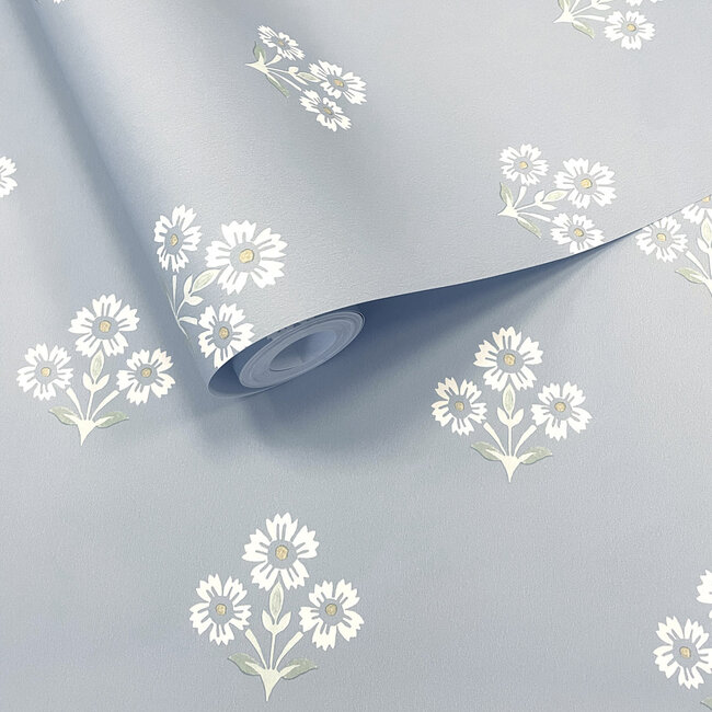 Dutch Wallcoverings Dutch Wallcoverings - FC Tales of the Manor - Isadora Blue - Vliesbehang - 10m x 53cm - 91992