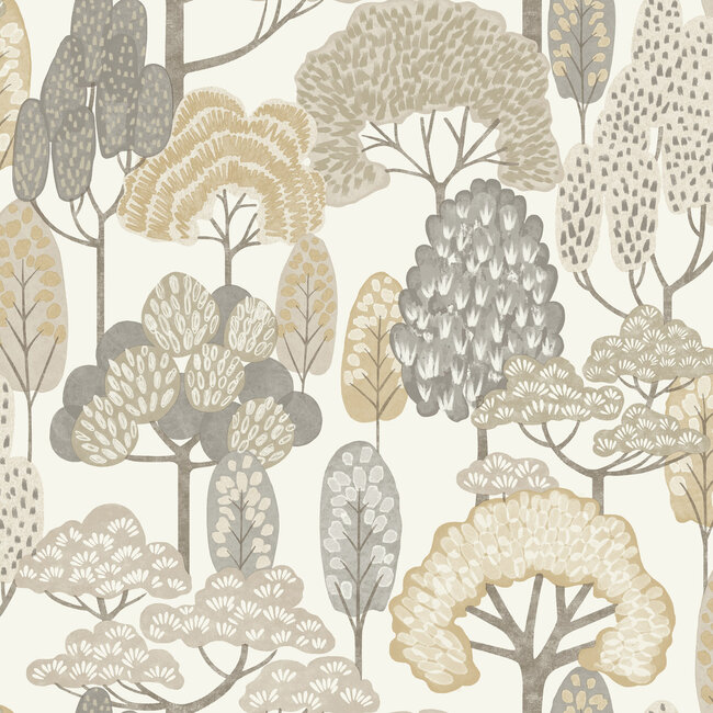 Dutch Wallcoverings Dutch Wallcoverings - Little Dreamers- Happy Trees beige - Vliesbehang - 10m x 53cm - LD2103