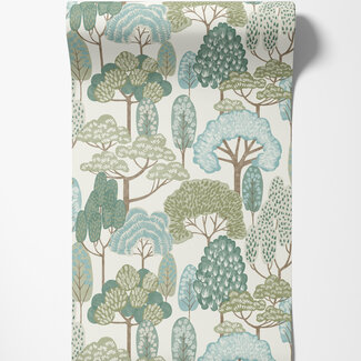 Dutch Wallcoverings Dutch Wallcoverings - Little Dreamers- Happy Trees groen - LD2109