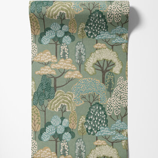 Dutch Wallcoverings Dutch Wallcoverings - Little Dreamers- Happy Trees groen - LD2113