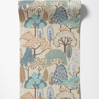 Dutch Wallcoverings Dutch Wallcoverings - Little Dreamers- Happy Trees blauw - LD2115