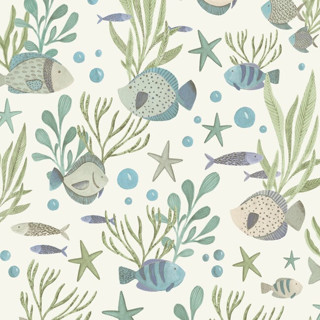 Dutch Wallcoverings Dutch Wallcoverings - Little Dreamers- Nemo azuur - Vliesbehang - 10m x 53cm - LD3309
