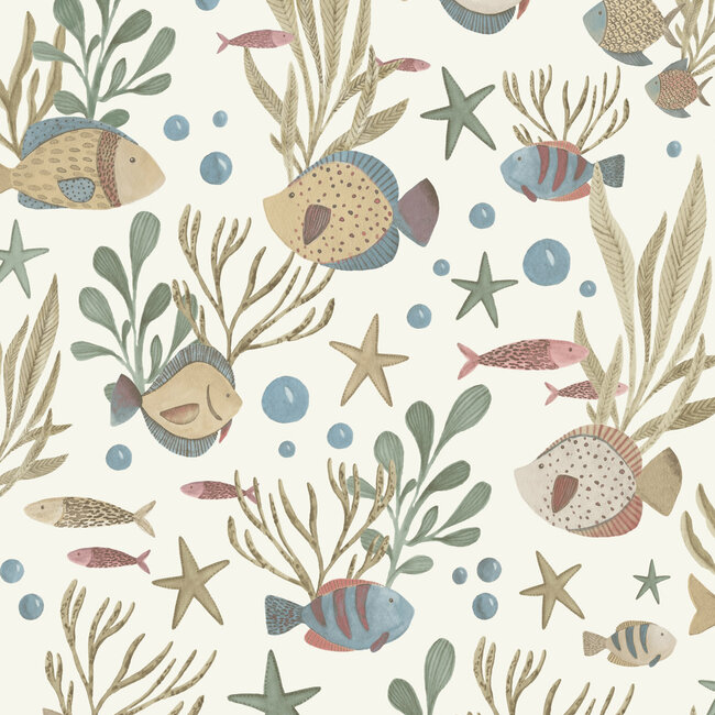 Dutch Wallcoverings Dutch Wallcoverings - Little Dreamers- Nemo geel - Vliesbehang - 10m x 53cm - LD3320