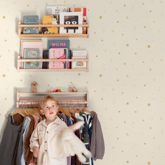 Dutch Wallcoverings Dutch Wallcoverings - Little Dreamers- Dudley Analog beige - Vliesbehang - 10m x 53cm - LD3619