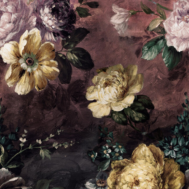 Dutch Wallcoverings Dutch Wallcoverings - Mural Painted Flowers 159x280cm - Vliesbehang - 280cm x 159cm - A52001