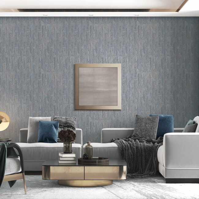 Dutch Wallcoverings Dutch Wallcoverings - Santa Fé Retro string Motif Navy Blue - Vliesbehang - 10m x 53cm - SA524016