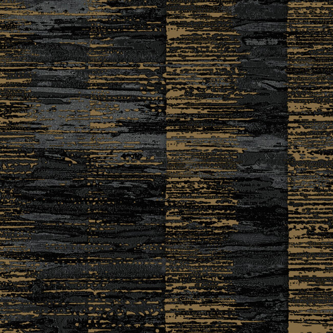 Dutch Wallcoverings Dutch Wallcoverings - Tahiti - Serenity zwart/goud - Vliesbehang - 10m x 53cm - 13323