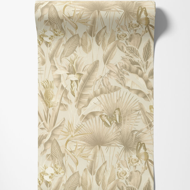 Dutch Wallcoverings Dutch Wallcoverings - Tahiti - Fiori beige - Vliesbehang - 10m x 53cm - 13331