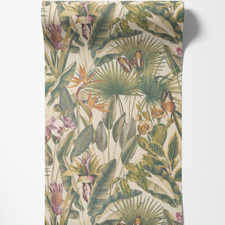 Dutch Wallcoverings Dutch Wallcoverings - Tahiti - Fiori beige/groen/roze - 13335