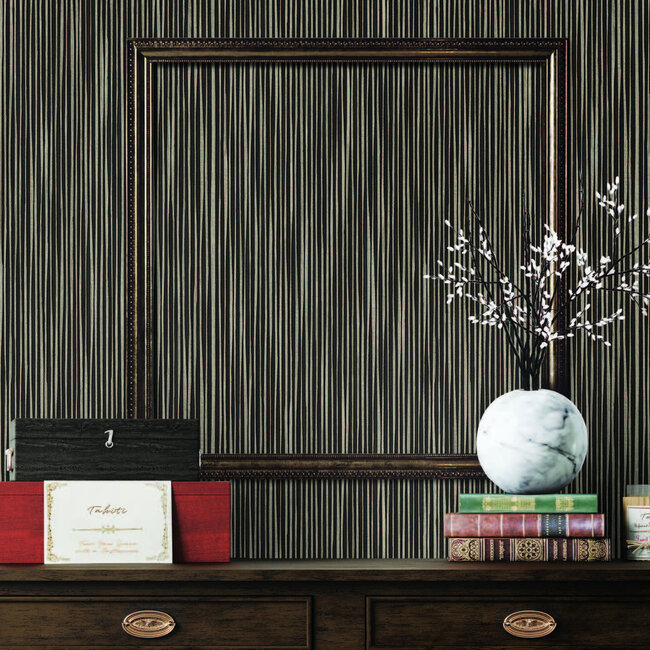 Dutch Wallcoverings Dutch Wallcoverings - Tahiti - Halcyon zwart - Vliesbehang - 10m x 53cm - 13342