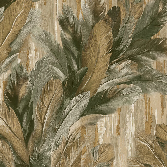 Dutch Wallcoverings Dutch Wallcoverings - Tahiti - Infinity l.bruin/groen - Vliesbehang - 10m x 53cm - 13347