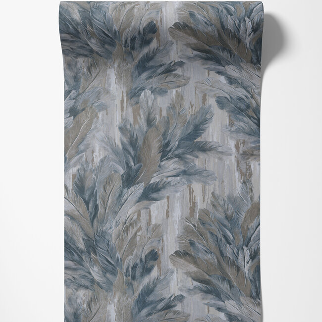 Dutch Wallcoverings Dutch Wallcoverings - Tahiti - Infinity grijs/blauw/beige - Vliesbehang - 10m x 53cm - 13348