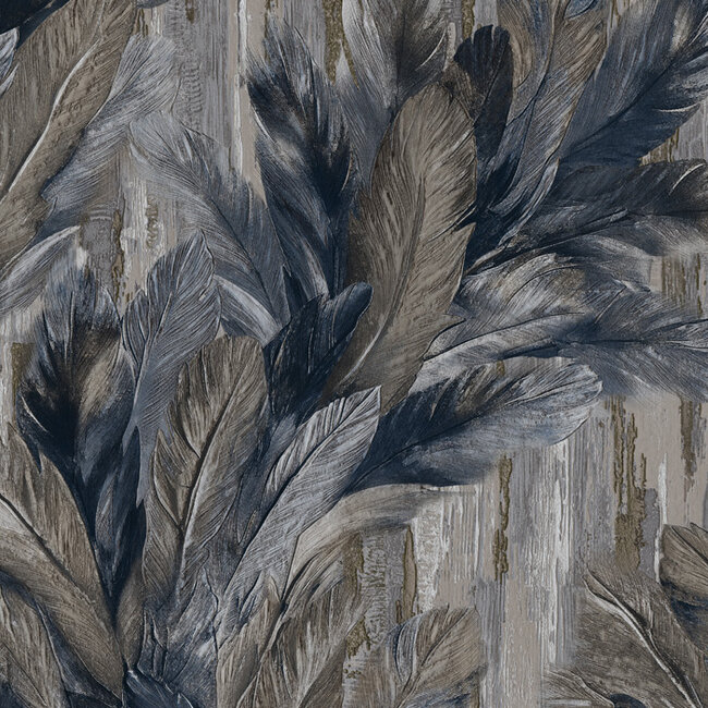 Dutch Wallcoverings Dutch Wallcoverings - Tahiti - Infinity grijs/blauw/beige - Vliesbehang - 10m x 53cm - 13348